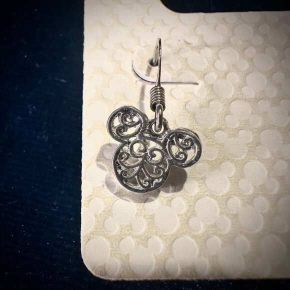 Disney Mickey icon ornate silver-tone dangle earrings - Picture 2 of 4